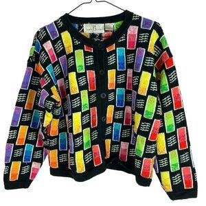 - Vintage “Jane’s Closet” Multicolored Textured Cardigan